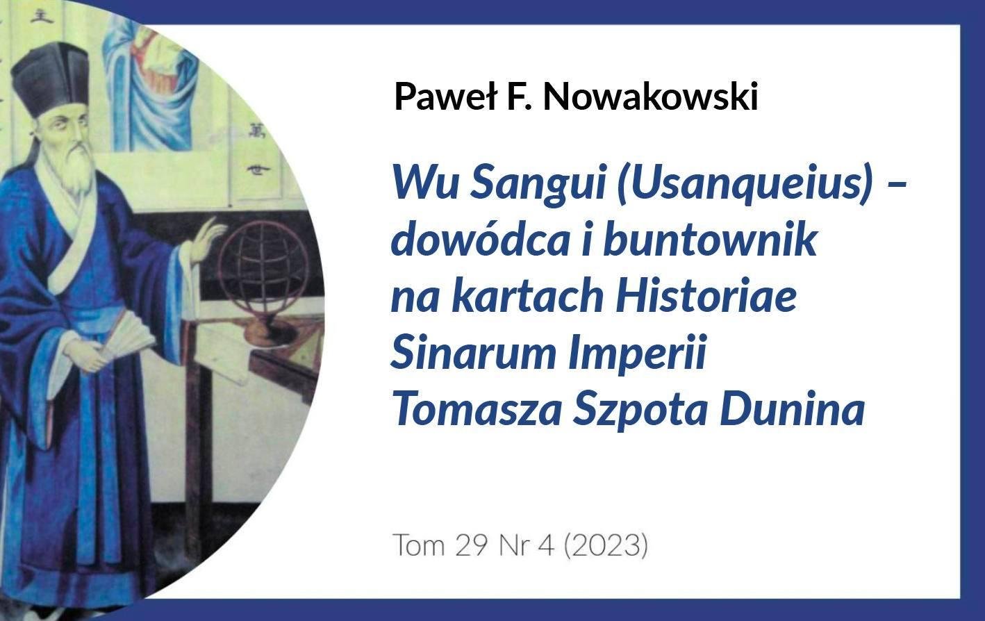 Wu Sangui (Usanqueius) – dowódca i buntownik na kartach Historiae Sinarum Imperii Tomasza Szpota Dunina
